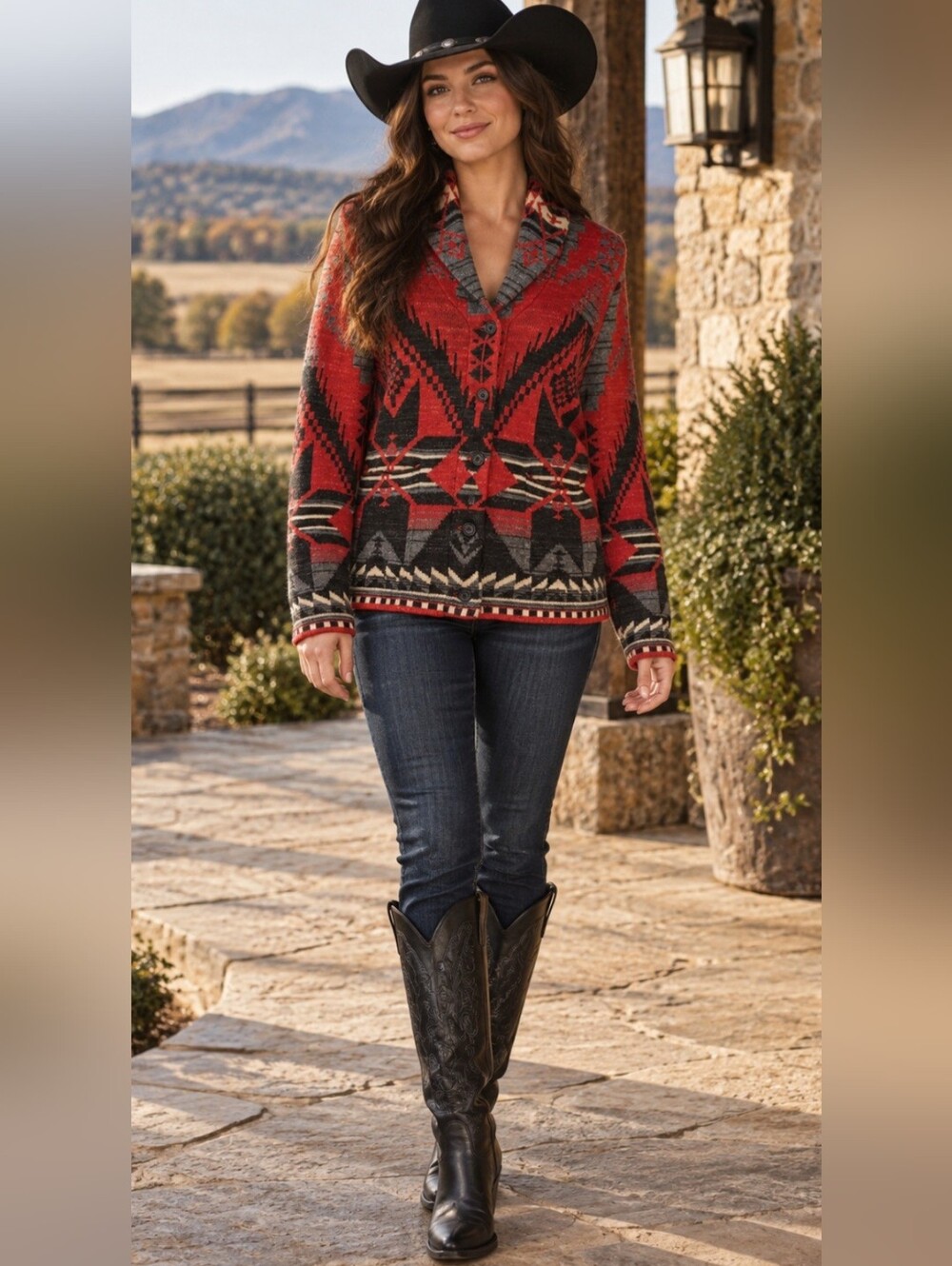 Vintage Ralph Lauren Western Cardigan Sweater Jacket, Size Medium *NEW!*
